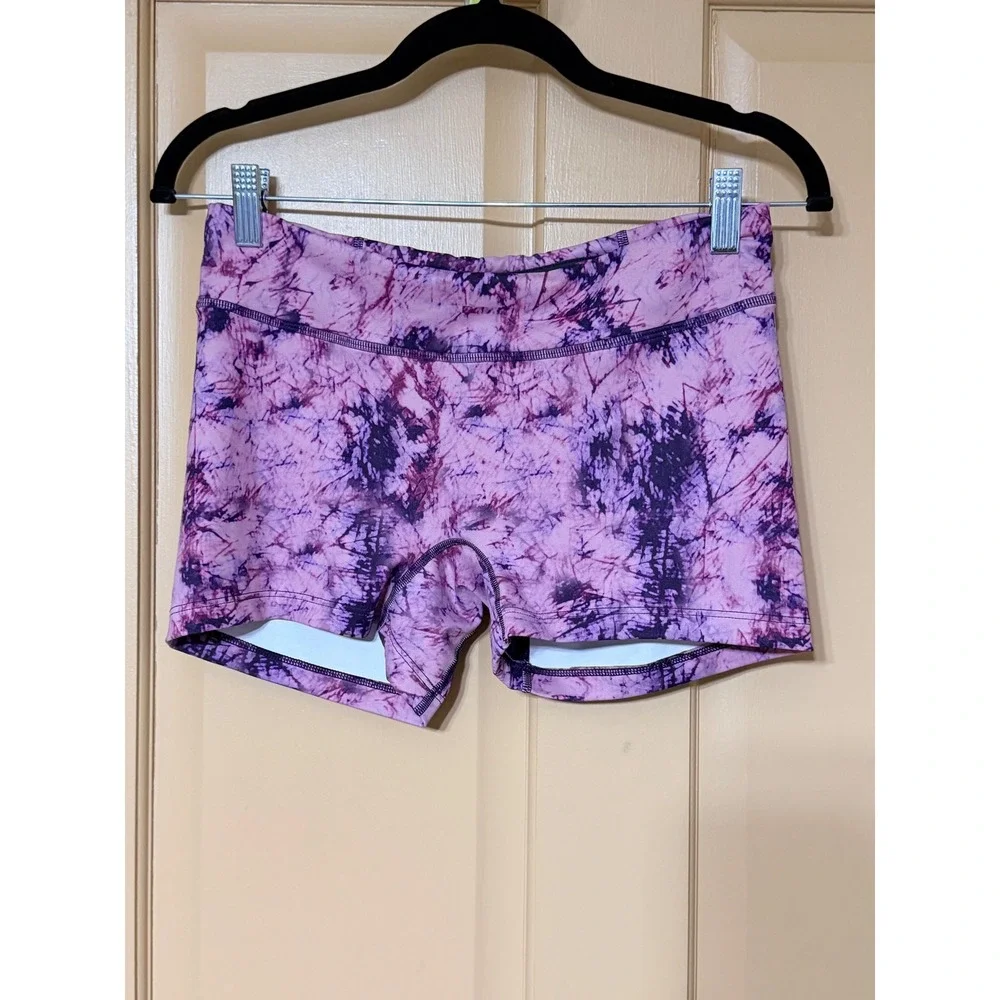 Jolyn Skyler Dryland Training Shorts Purple Tie Dye Marble Print Zipper Pocket M
